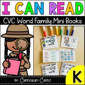 CVC Word Family Mini Books: Kindergarten Phonics Blending & Decoding