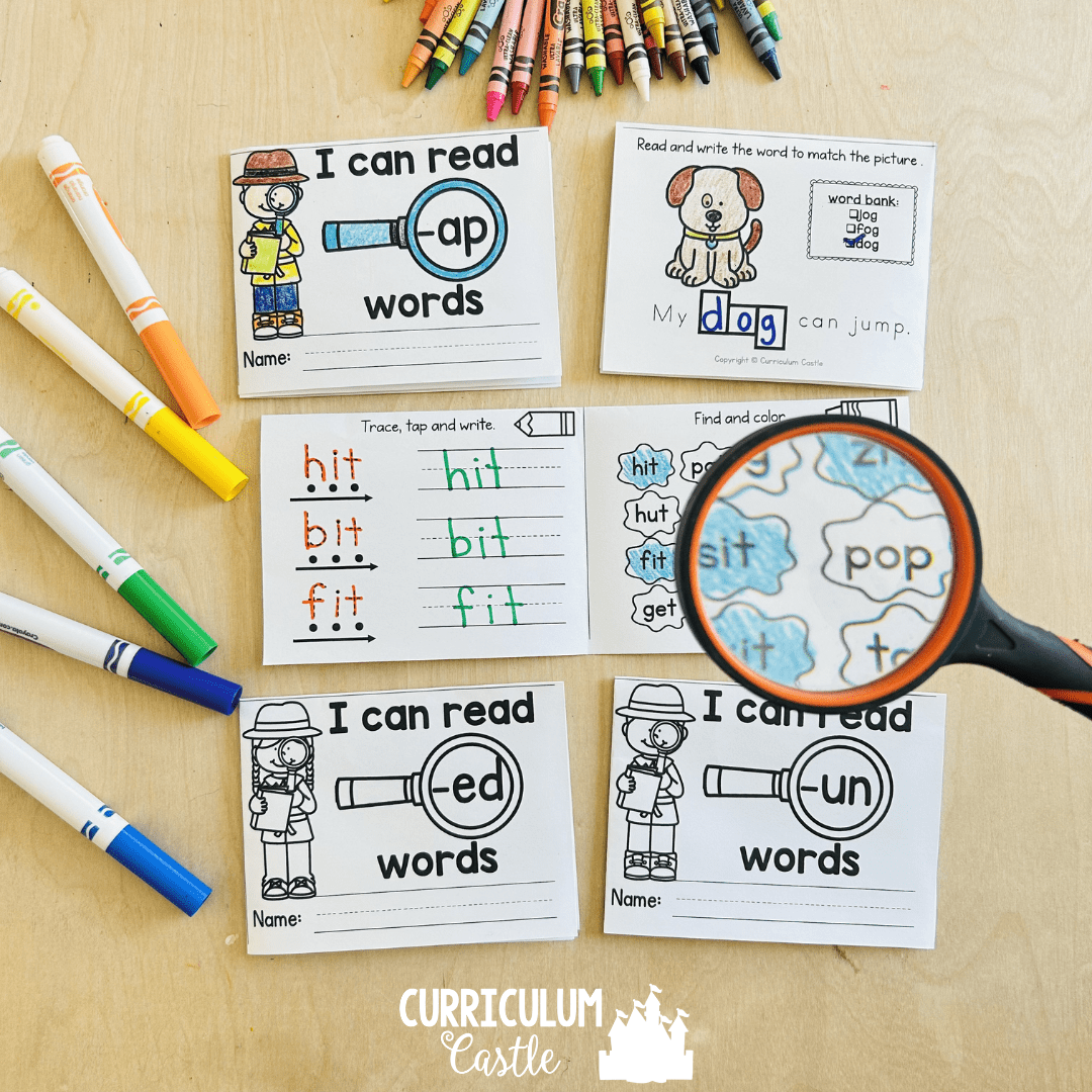 CVC Mini Books & Activities BUNDLE: Word Families Phonics Blending