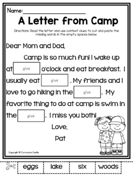 Camping First (1st) Grade Math & Literacy Printables - Image 4