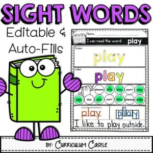 Sight Word Worksheets EDITABLE