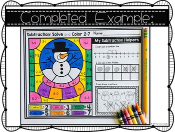 Color By Code: Subtraction 0-10 {Winter Theme} - Image 2