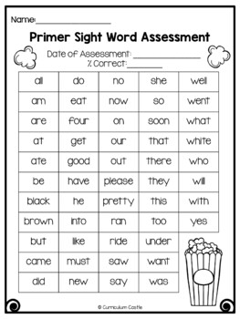 Kindergarten Primer Sight Words: Popcorn Theme - Image 4