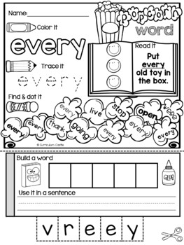 First Grade Sight Words: Popcorn Theme - Image 2