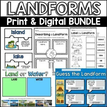 Landforms and Map Skills Print & Digital Activities MEGA BUNDLE - Image 2
