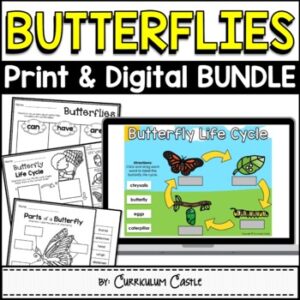 Butterflies: Butterfly Life Cycle Print & Digital Activities BUNDLE