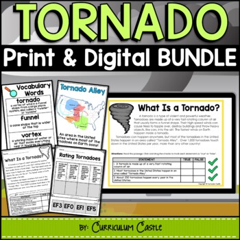 Tornadoes Natural Disasters Print & Digital Activities BUNDLE