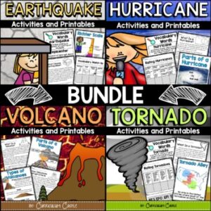 Natural Disasters Print BUNDLE {Earthquake, Hurricane, Tornado & Volcano}