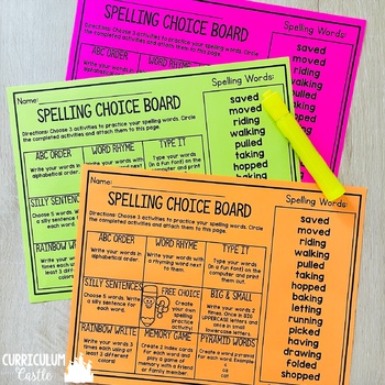 FREE Spelling Choice Board Menu Editable Activities - Image 3