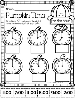 FREE Pumpkin Time Center: Telling Time to the Hour - Image 4