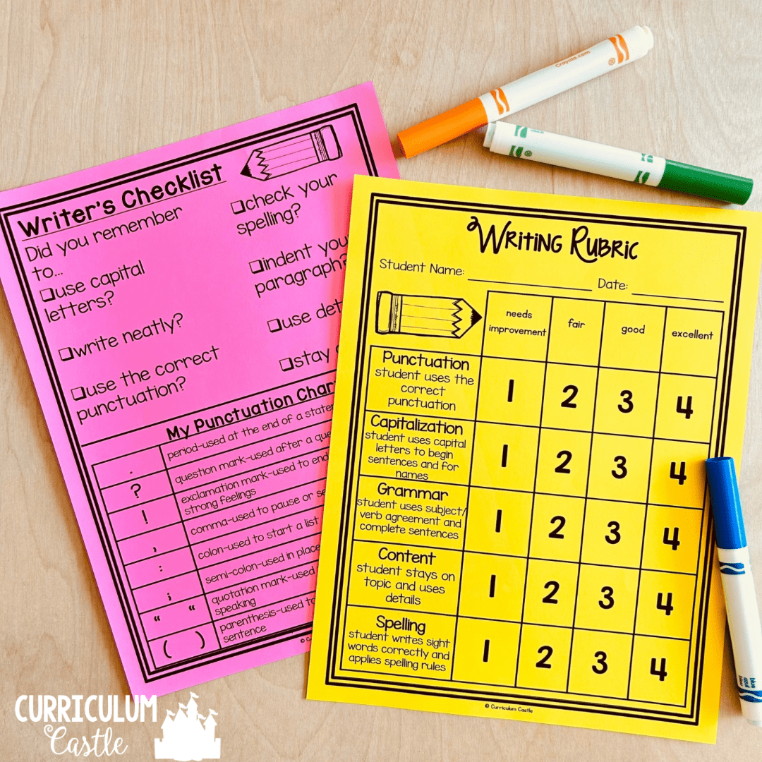 writing checklist and rubric
