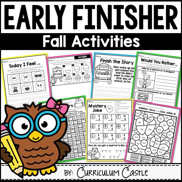 Early Finisher Fall Activities for 1st & 2nd Grade