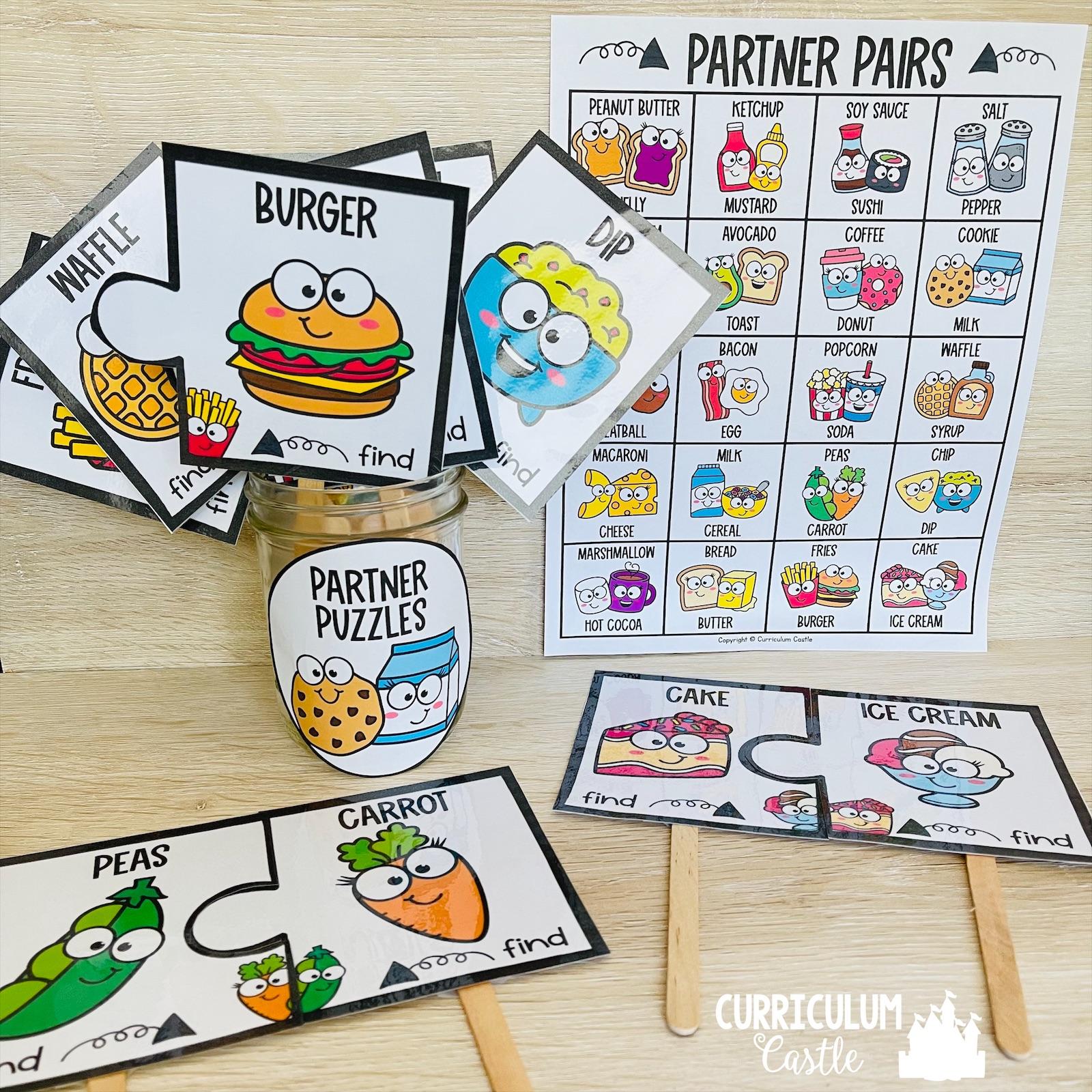 Partner Puzzle Pairing Cards {Food Pairs} - Image 3