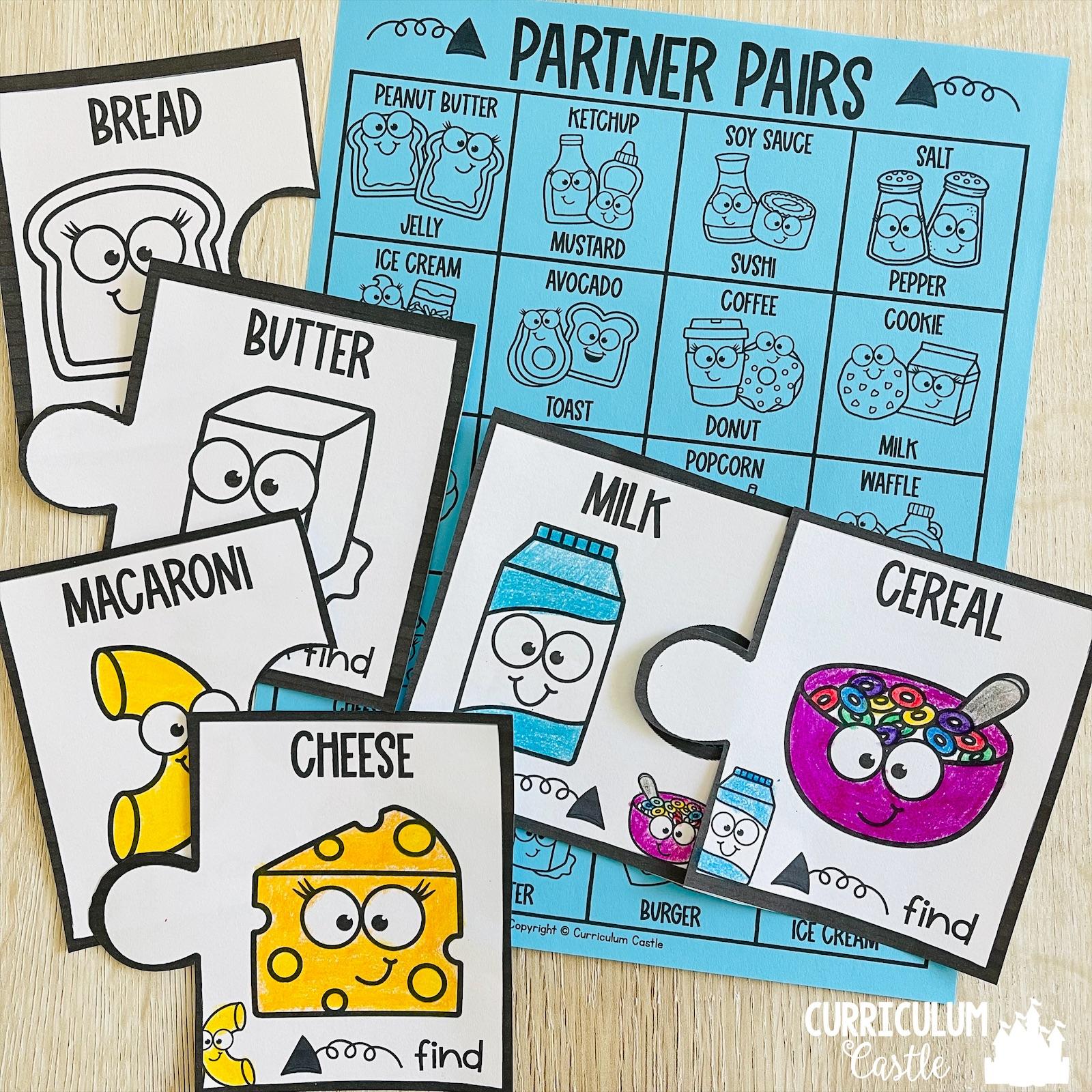 Partner Puzzle Pairing Cards {Food Pairs} - Image 4