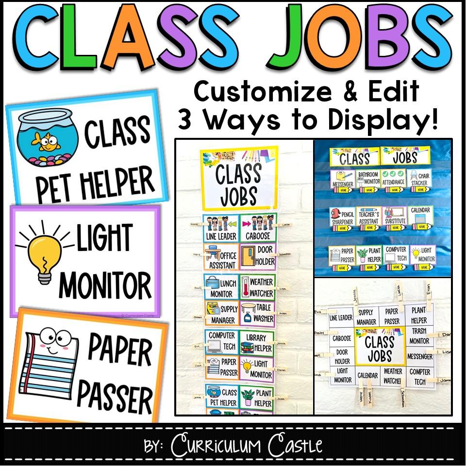 Classroom Jobs: EDITABLE Bulletin Board Display &amp; Clip Chart 