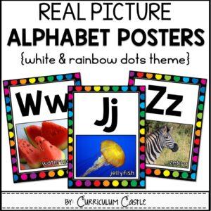 Alphabet Posters {White & Rainbow Dot Theme}
