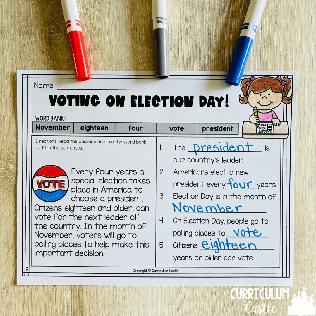 election day reading comprehension
