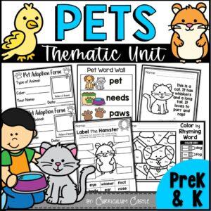 Pets Thematic Unit for PreK & Kindergarten: Pet Centers and Activities